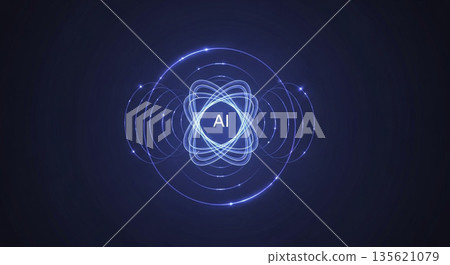 A looped signal wave emitted by the AI core 135621079