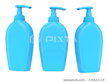 Set of sunscreens bottle or sunblock cream tube on white background. Set of sunscreens bottle or sunblock cream tube on white background. 135621114