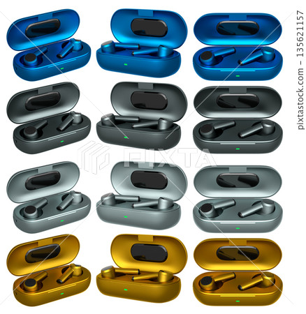 Stylish gaming headsets for immersive sound experiences isolated on white background 135621157