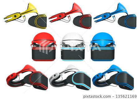 Virtual reality glasses and headset isolated on white background with clipping path 135621169