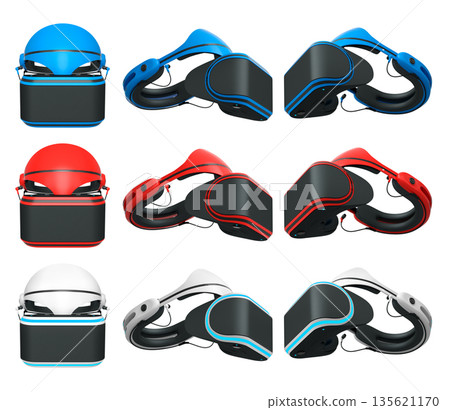 Virtual reality glasses and headset isolated on white background with clipping path Virtual reality glasses and headset isolated on white background with clipping path 135621170