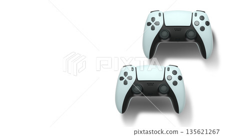 Wireless gaming controllers flying in air isolated on white background, symbolizing gaming technology concept Wireless gaming controllers flying in air isolated on white background, symbolizing gaming technology concept 135621267