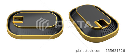 Set of Airport luggage conveyor belt from baggage claim area on white background. Set of Airport luggage conveyor belt from baggage claim area on white background. 135621326