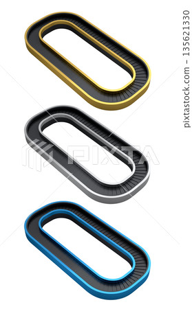 Set of Airport luggage conveyor belt from baggage claim area on white background. Set of Airport luggage conveyor belt from baggage claim area on white background. 135621330