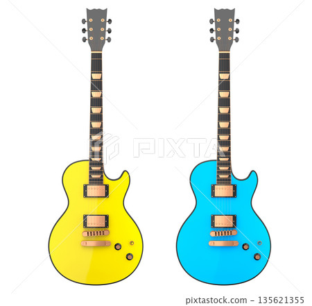 Set of electric acoustic guitar isolated on white transparent background. Set of electric acoustic guitar isolated on white transparent background. 135621355