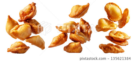 Sopaipillas fried dough or bread, sweet or savory stacked together, isolated on white background. Concept of Mexican street food Sopaipillas fried dough or bread, sweet or savory stacked together, isolated on white background. Concept of Mexican street food 135621384