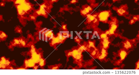 Overhead view of a seamless lava bg with fiery yellow-orange and shadowy brown areas 135622076