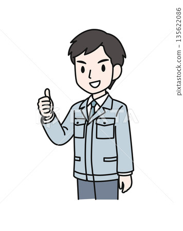 Illustration material of a male engineer in work clothes making a good pose 135622086