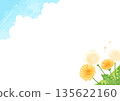 Landscape illustration of dandelions and blue sky 135622160