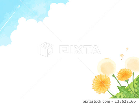 Landscape illustration of dandelions and blue sky Landscape illustration of dandelions and blue sky 135622160