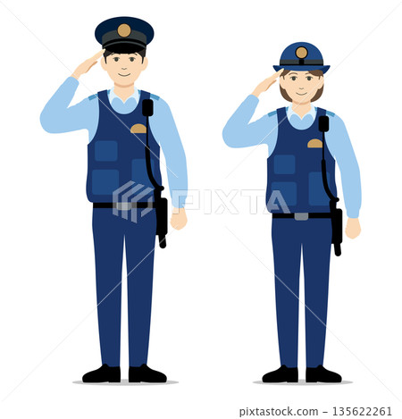 兩名警察敬禮 兩名警察敬禮 135622261