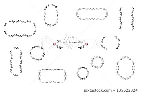 Hand-drawn line floral and plant decorative frame set Botanical vector illustration Hand-drawn line floral and plant decorative frame set Botanical vector illustration 135622324