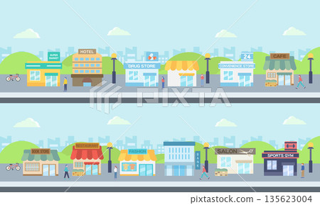 Shopping street and passersby Shopping street and passersby 135623004