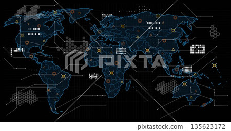Visualizing blue world map linking hexagon clusters, data markers via lines in operations dashboard Visualizing blue world map linking hexagon clusters, data markers via lines in operations dashboard 135623172