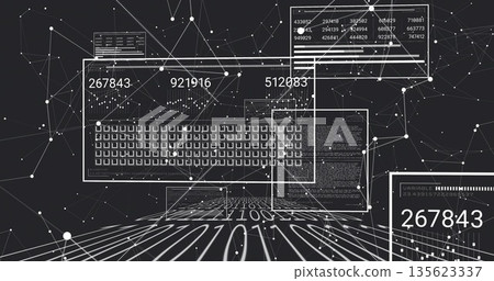 Forming central keyboard overlay in digital network interface, linking nodes and code panels Forming central keyboard overlay in digital network interface, linking nodes and code panels 135623337