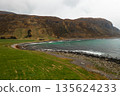 Peaceful coastal scenery in Norway showing sea, mountains, and natural shoreline. 135624233