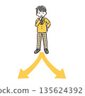 A boy in uniform thinking at a crossroads / Simple color 135624392