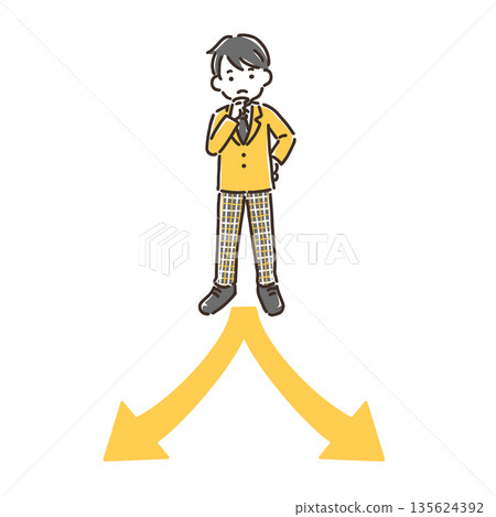 穿著制服的男孩在十字路口思考 / 簡單的色彩 135624392