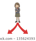A girl in a uniform thinking at a crossroads 135624393