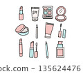 Makeup product illustration set | Lipstick, sunscreen, eyeshadow, etc. | Pastel colors 135624476