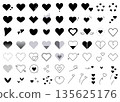 心形圖示插圖集，包含各種形狀 135625176