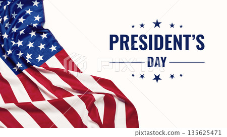 Celebration of Presidents Day with American flag design and festive graphics 135625471