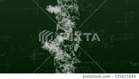 Displaying central abstract network on chalkboard, with hand-drawn triangle, circle axes, equations Displaying central abstract network on chalkboard, with hand-drawn triangle, circle axes, equations 135625849