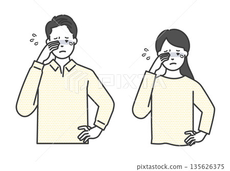 Itchy eyes men and women illustration vector material Itchy eyes men and women illustration vector material 135626375