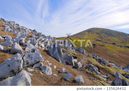 Mount Reisen in Shiga Prefecture, near the summit and the highest point where the Karenfeldt spreads Mount Reisen in Shiga Prefecture, near the summit and the highest point where the Karenfeldt spreads 135626432