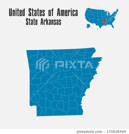 Vector map of the USA - State Arkansas Vector map of the USA - State Arkansas 135626484