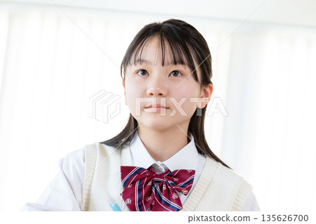 在補習班學習的初中女孩 135626700