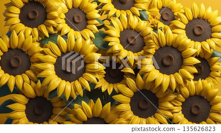 seamless pattern with sunflowers 135626823