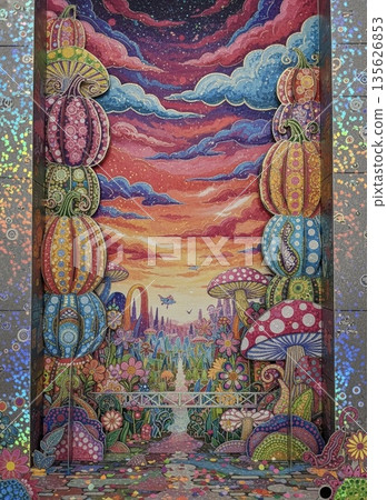 Japanese-style background material, patterned design 135626853