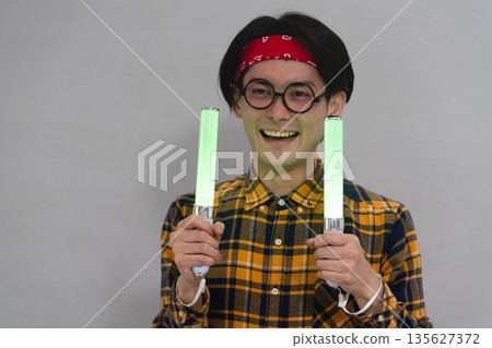 Young man wearing checked clothes 135627372