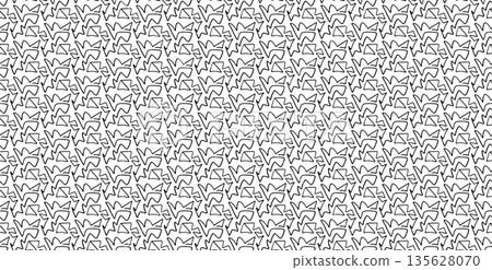Seamless Black and White Abstract Doodle Pattern with Hand Drawn Geometric Shapes, Minimal Line Art Texture Background 135628070