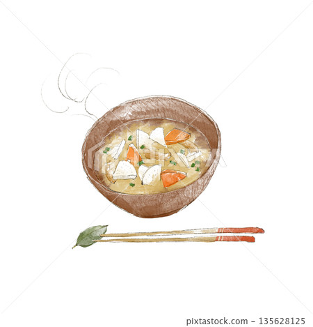 水彩：熱味噌湯 135628125
