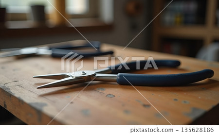 Small pliers, isolated object, jewelry making pliers. 135628186