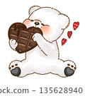 Polar bear eating a heart-shaped chocolate 135628940