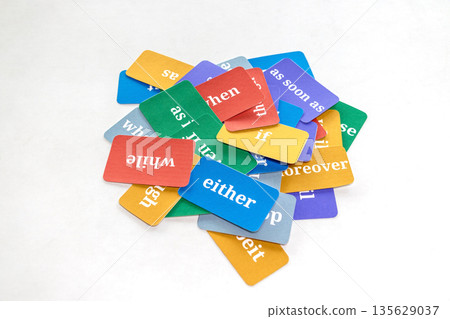 English conjunction word coards on white 135629037