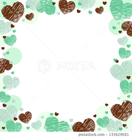 Cute heart-studded frame Valentine's Day decorative material chocolate mint 135629081