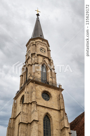 St Michael Church Gothic Bell Tower under Cloudy Sky St Michael Church Gothic Bell Tower under Cloudy Sky 135629172