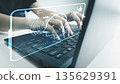 AI technology, Artificial Intelligence, Chatbot Chat and talk with AI, Using laptop for search and find data by command prompt, robot learning machine create or generate picture or article auto 135629391