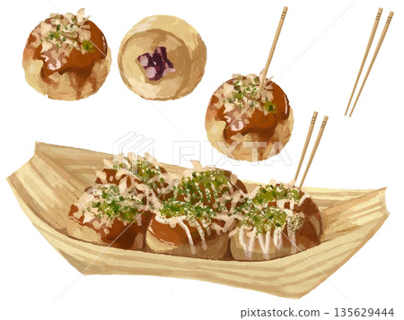 Takoyaki illustration set 135629444