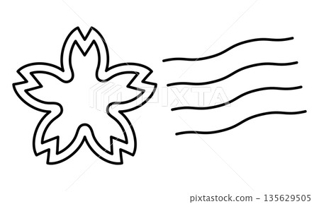 Black cherry blossom postmark icon 135629505