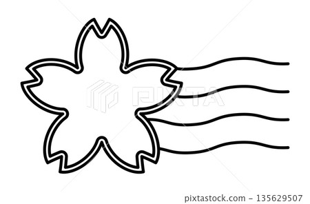 Black cherry blossom postmark icon Black cherry blossom postmark icon 135629507