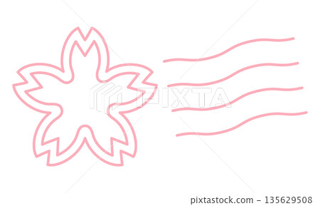 粉紅色櫻花郵戳圖標 135629508
