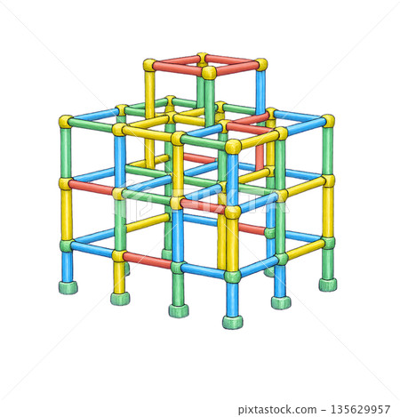 公園裡兒童攀爬架的插圖，透明背景素材 135629957