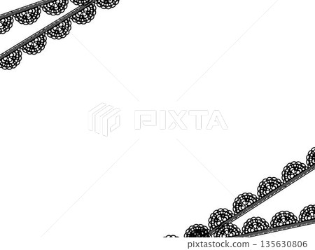 Diagonal lace decorative frame monochrome Diagonal lace decorative frame monochrome 135630806