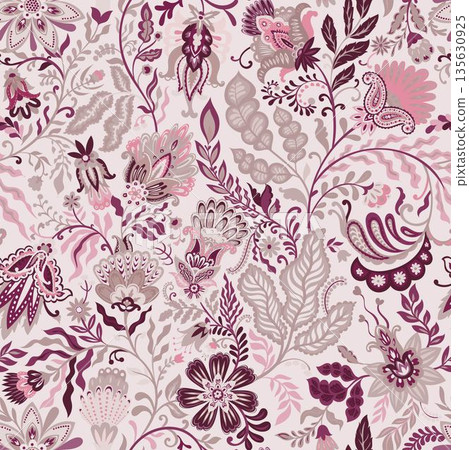 Soft Blush Folk Floral Pattern Soft Blush Folk Floral Pattern 135630925