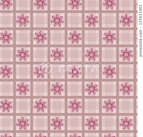 Soft Floral Geometric Tile Grid 135631001